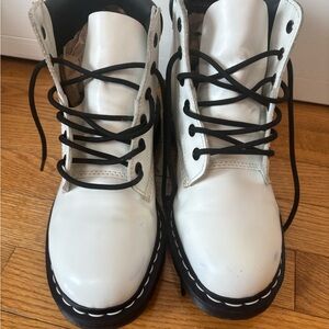 🎉HP🎉 Dr. Martens 101 White Mono 6-Eye Combat Boots Unisex UK 7 / US 8 / W 9